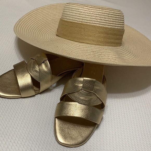 NWT Talbots sun hat. Neutral with gold cloth band - Picture 8 of 8